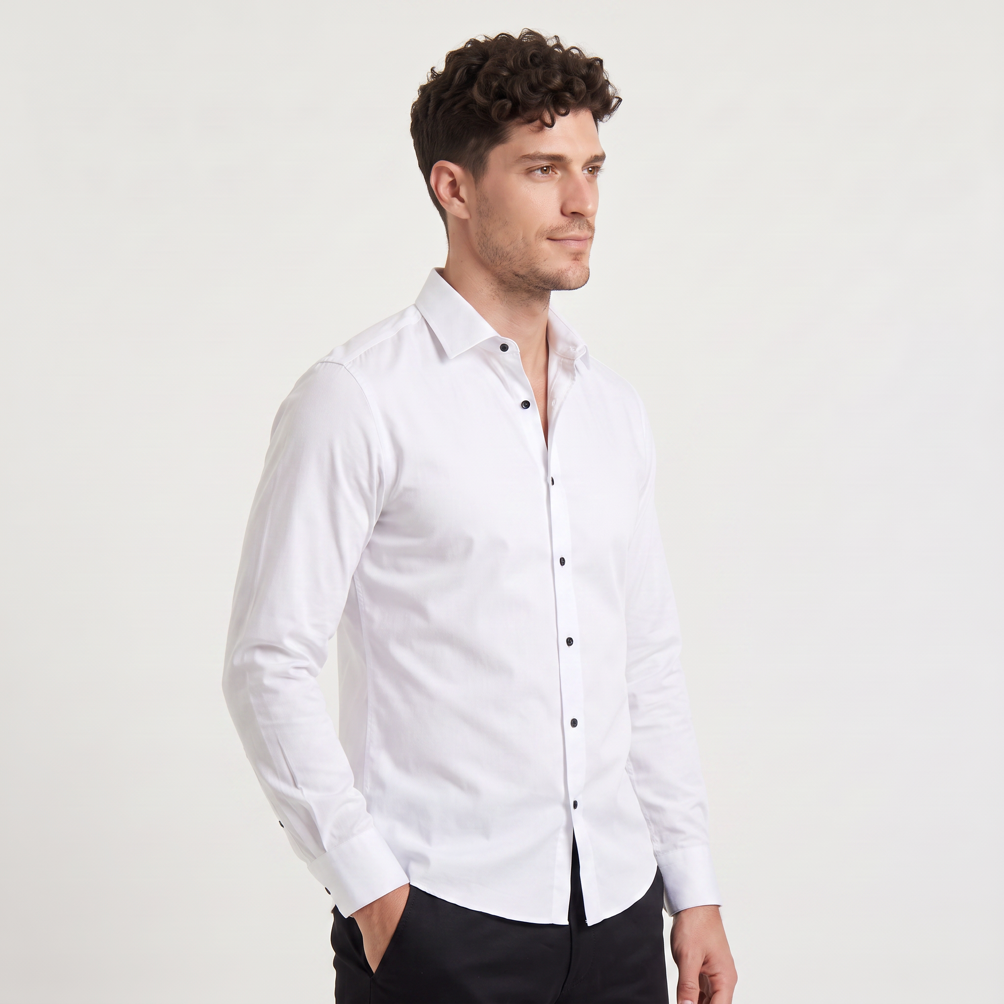 Men's Slim-Fit Button-Up Dress Shirt