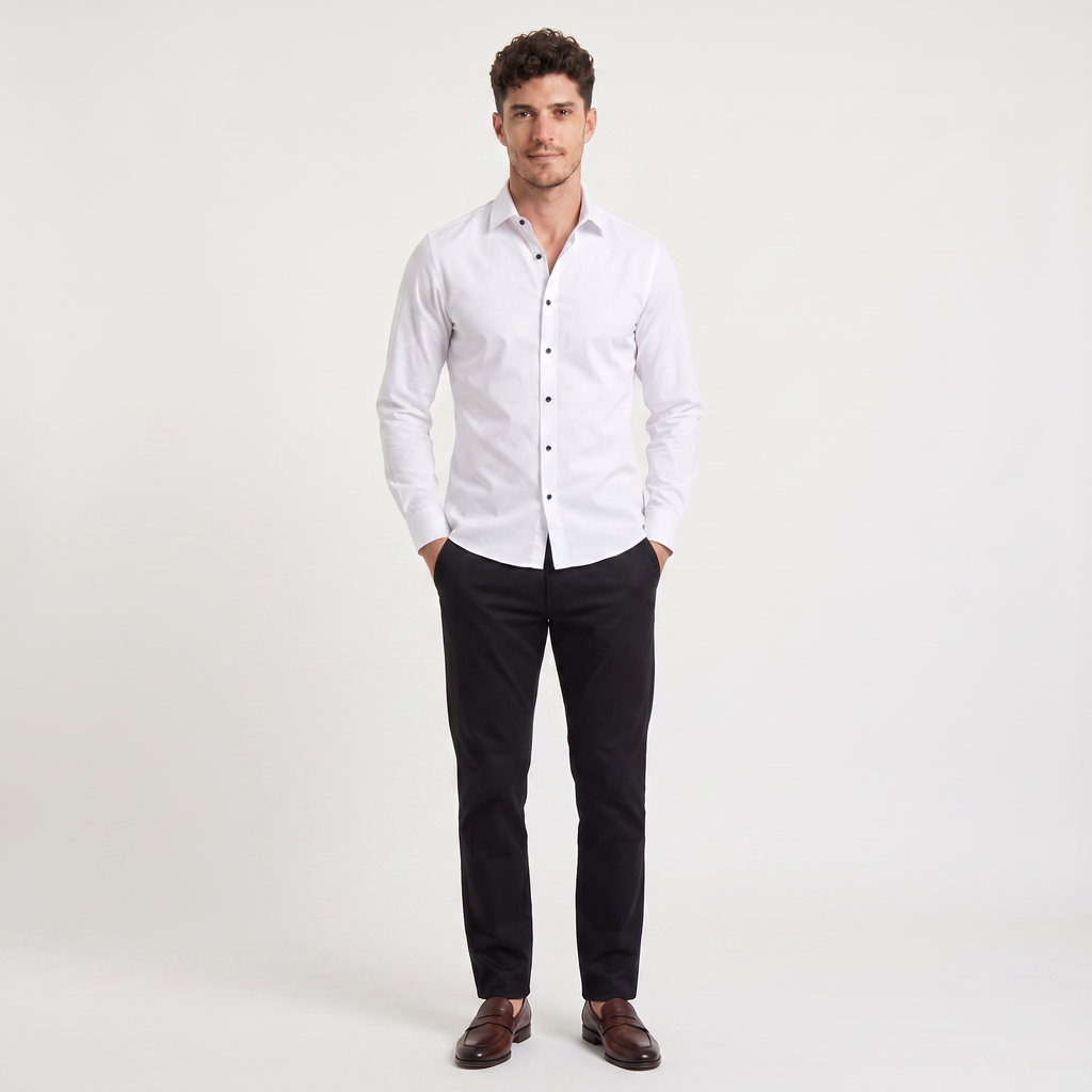 Men's Slim-Fit Button-Up Dress Shirt