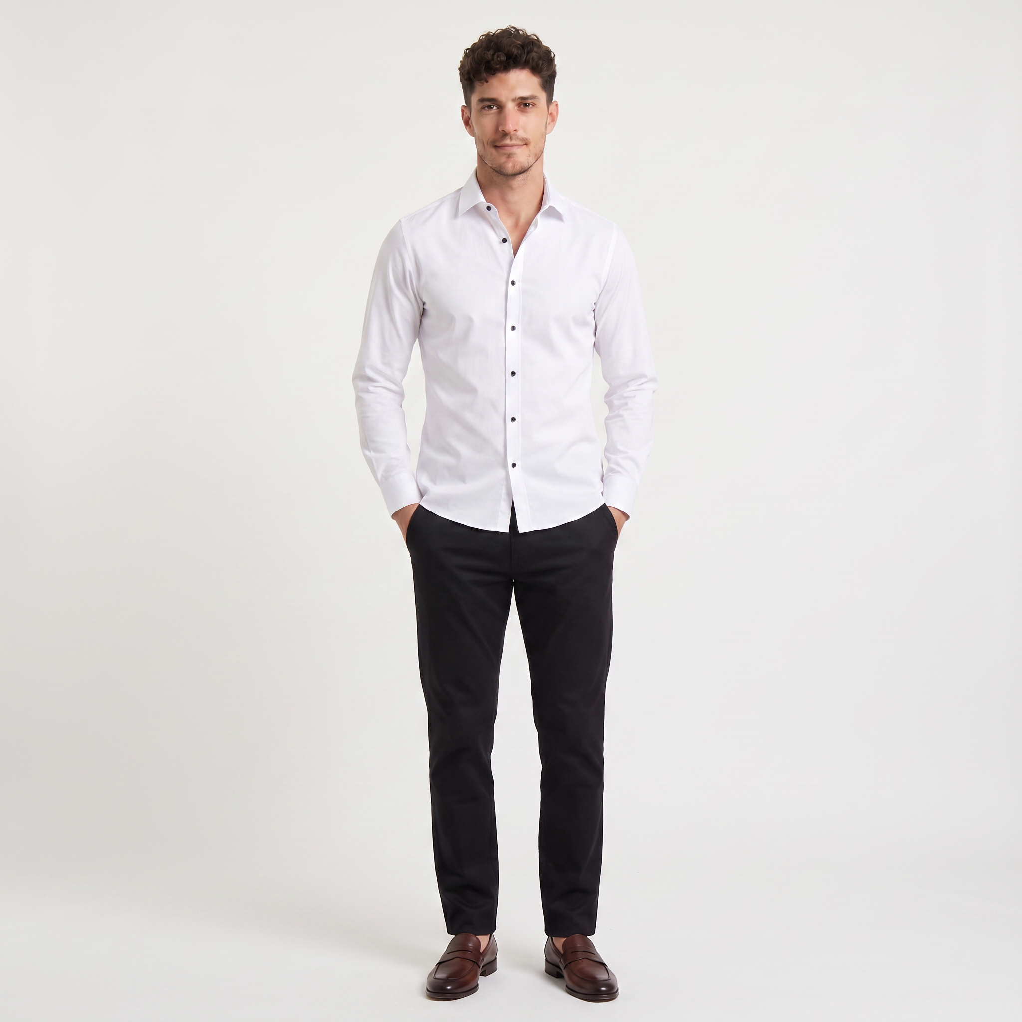 Men's Slim-Fit Button-Up Dress Shirt