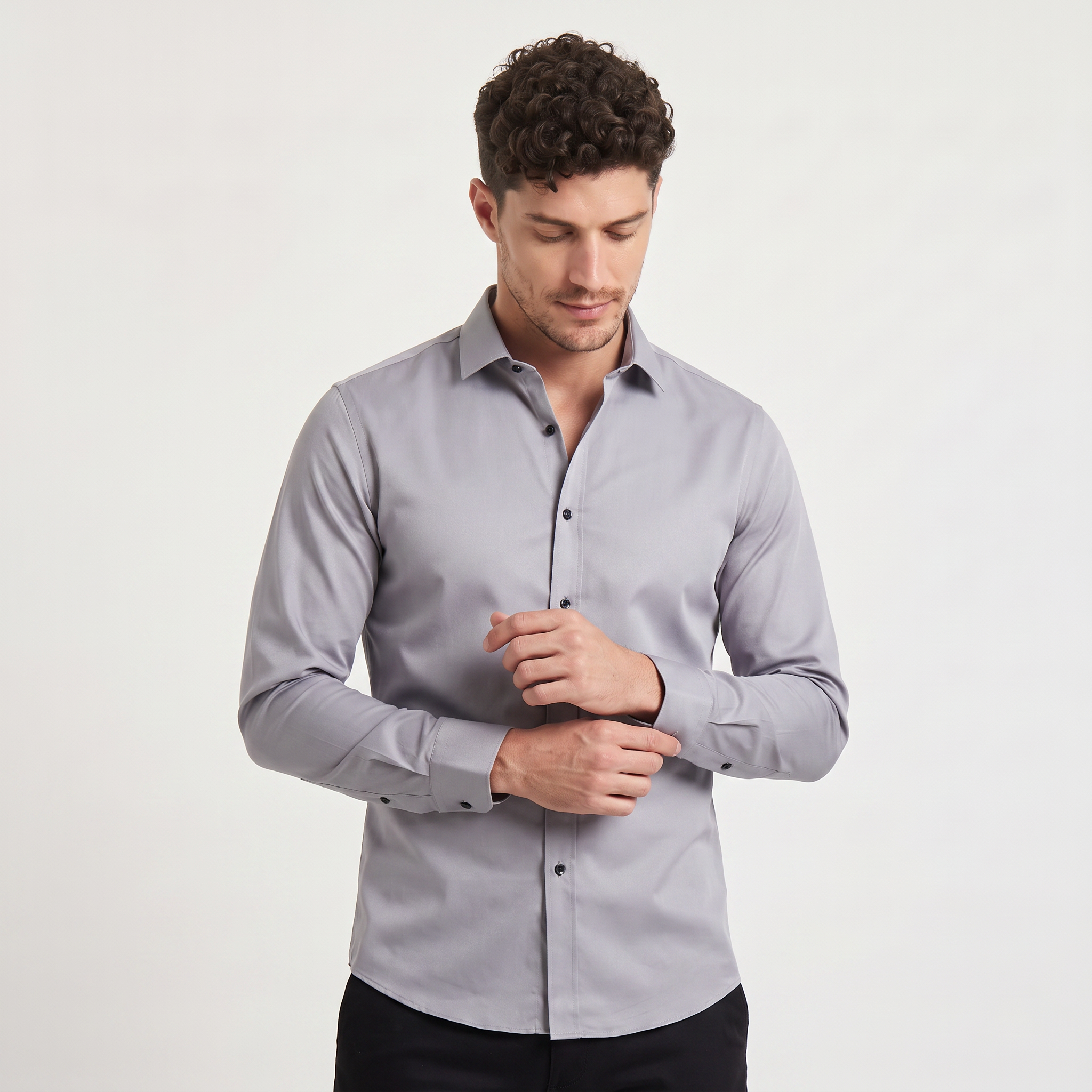 Men's Slim-Fit Button-Up Dress Shirt