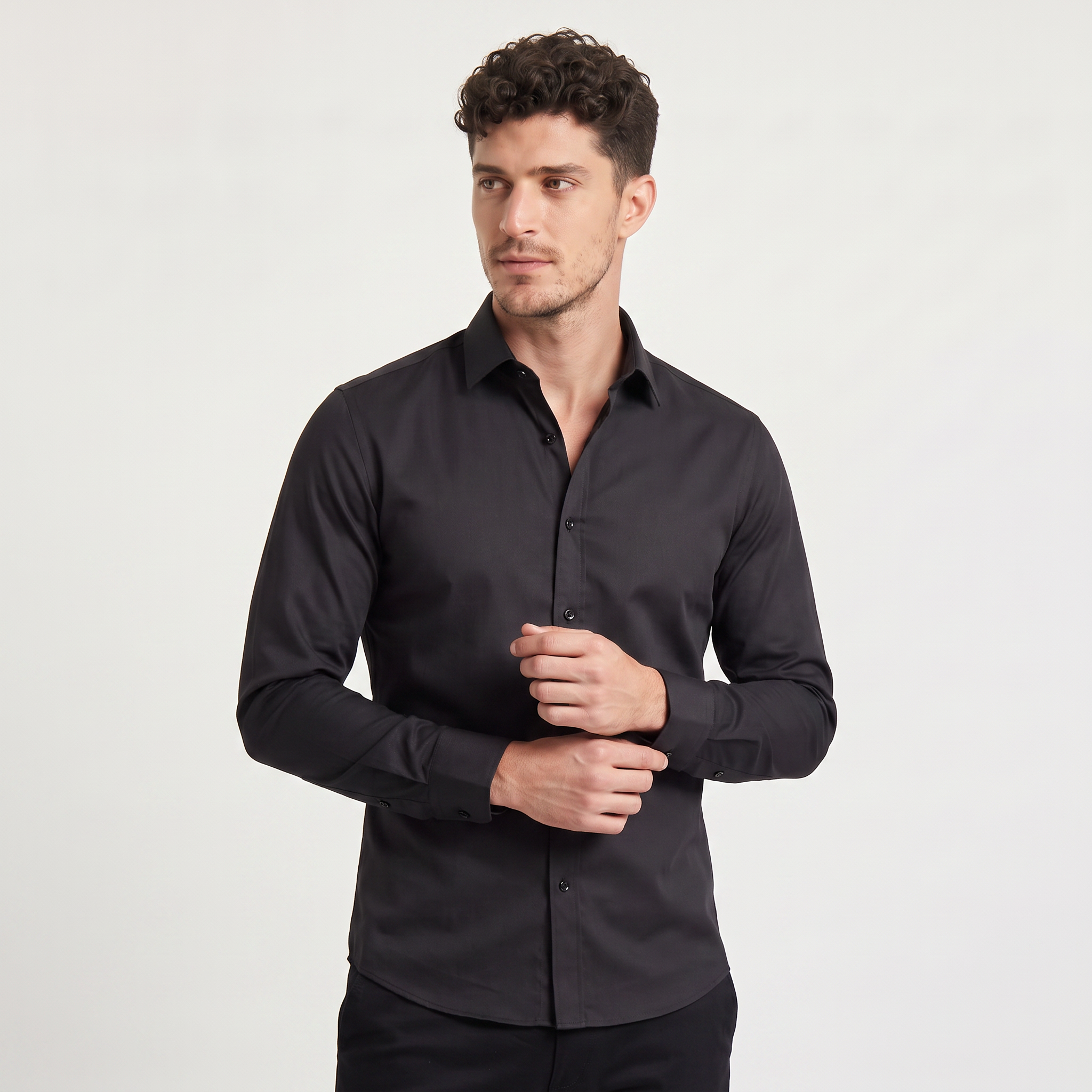 Men's Slim-Fit Button-Up Dress Shirt