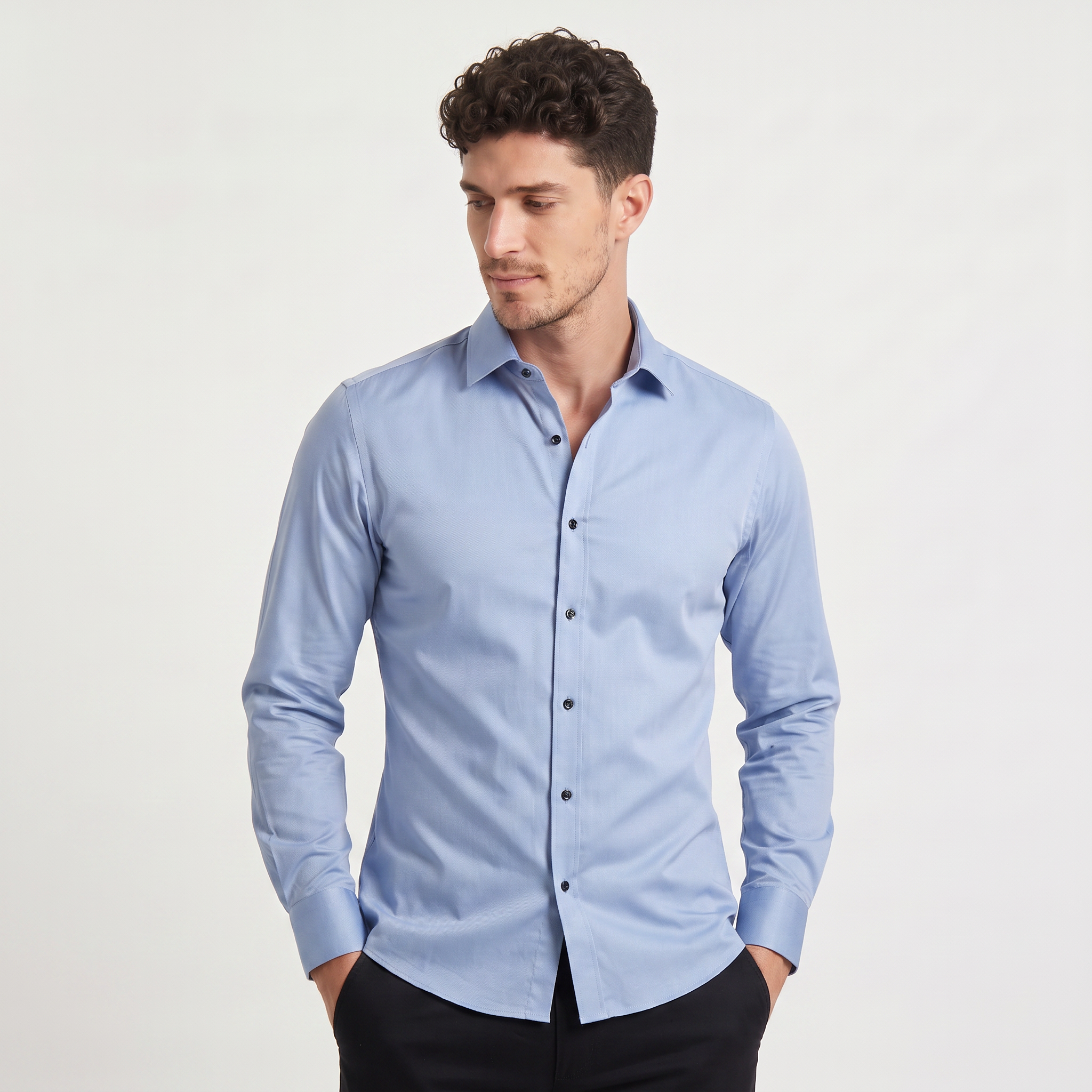 Men's Slim-Fit Button-Up Dress Shirt