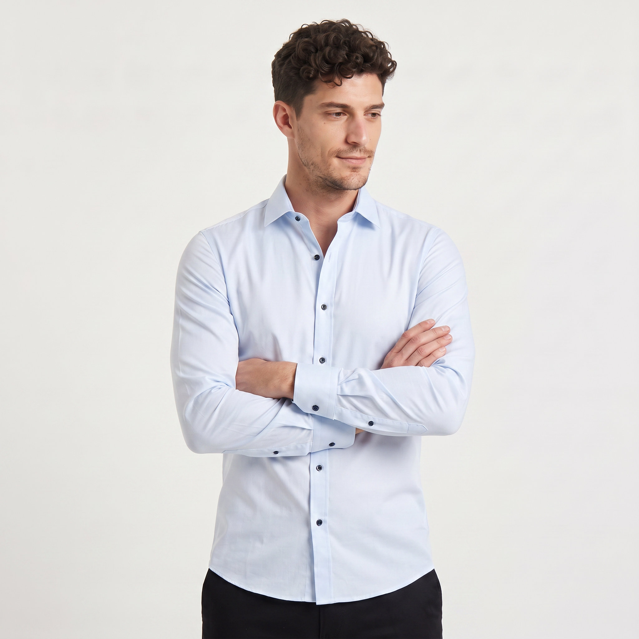 Men's Slim-Fit Button-Up Dress Shirt