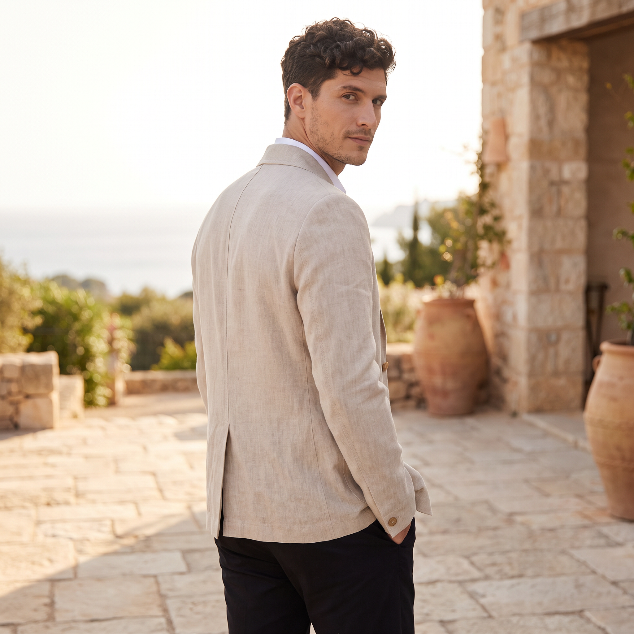 Men's Linen Leisure Jacket Blazer
