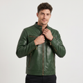 Men's Faux Leather Slim-Fit Biker Jacket