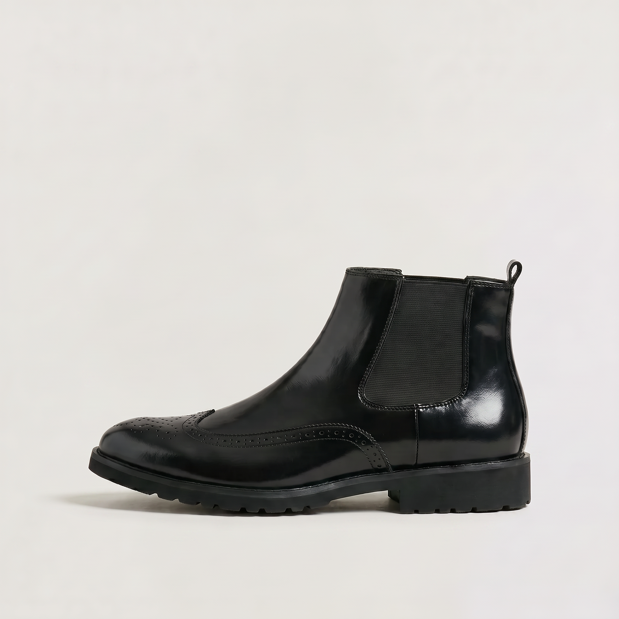Men's Brogue Slip-On Chelsea Ankle Boots