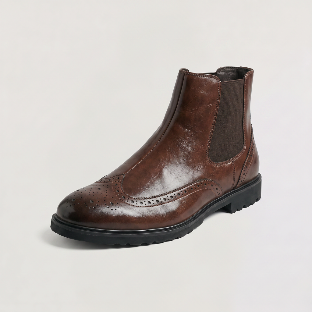 Men's Brogue Slip-On Chelsea Ankle Boots