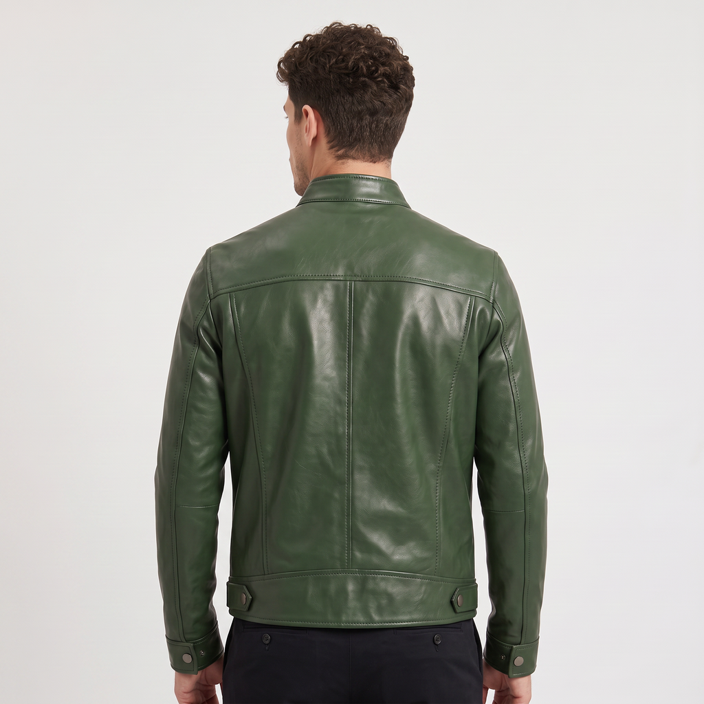 Men's Faux Leather Slim-Fit Biker Jacket
