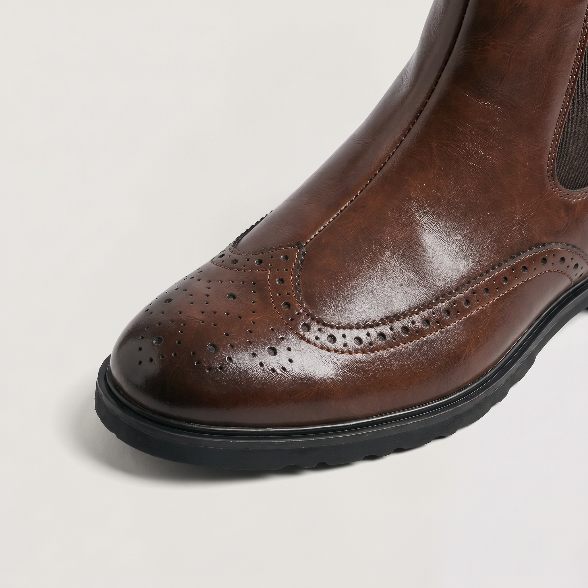 Men's Brogue Slip-On Chelsea Ankle Boots