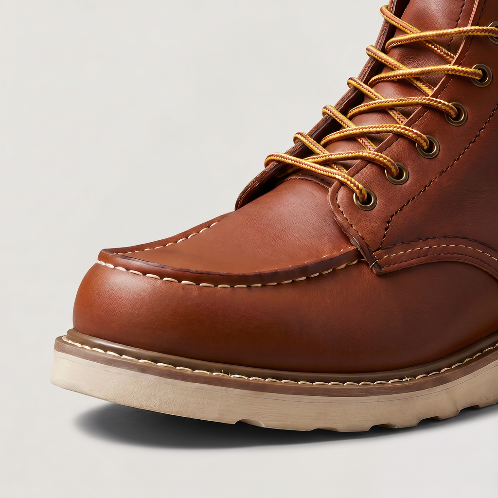 Men's Faux Leather Moc Toe Lace-Up Ankle Boots