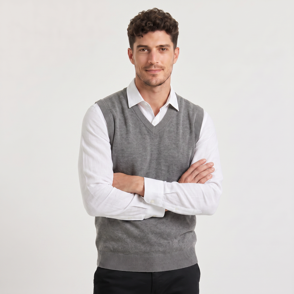 Men's Sleeveless Knitted V-Neck Jumper Vest