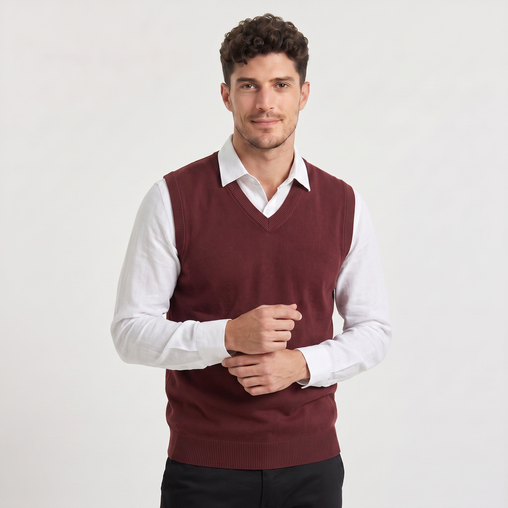 Men's Sleeveless Knitted V-Neck Jumper Vest