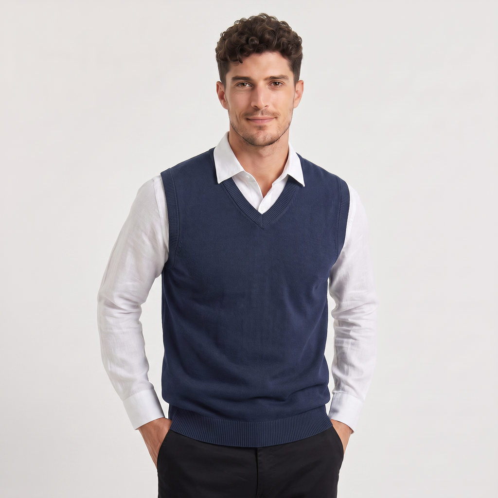 Men's Sleeveless Knitted V-Neck Jumper Vest