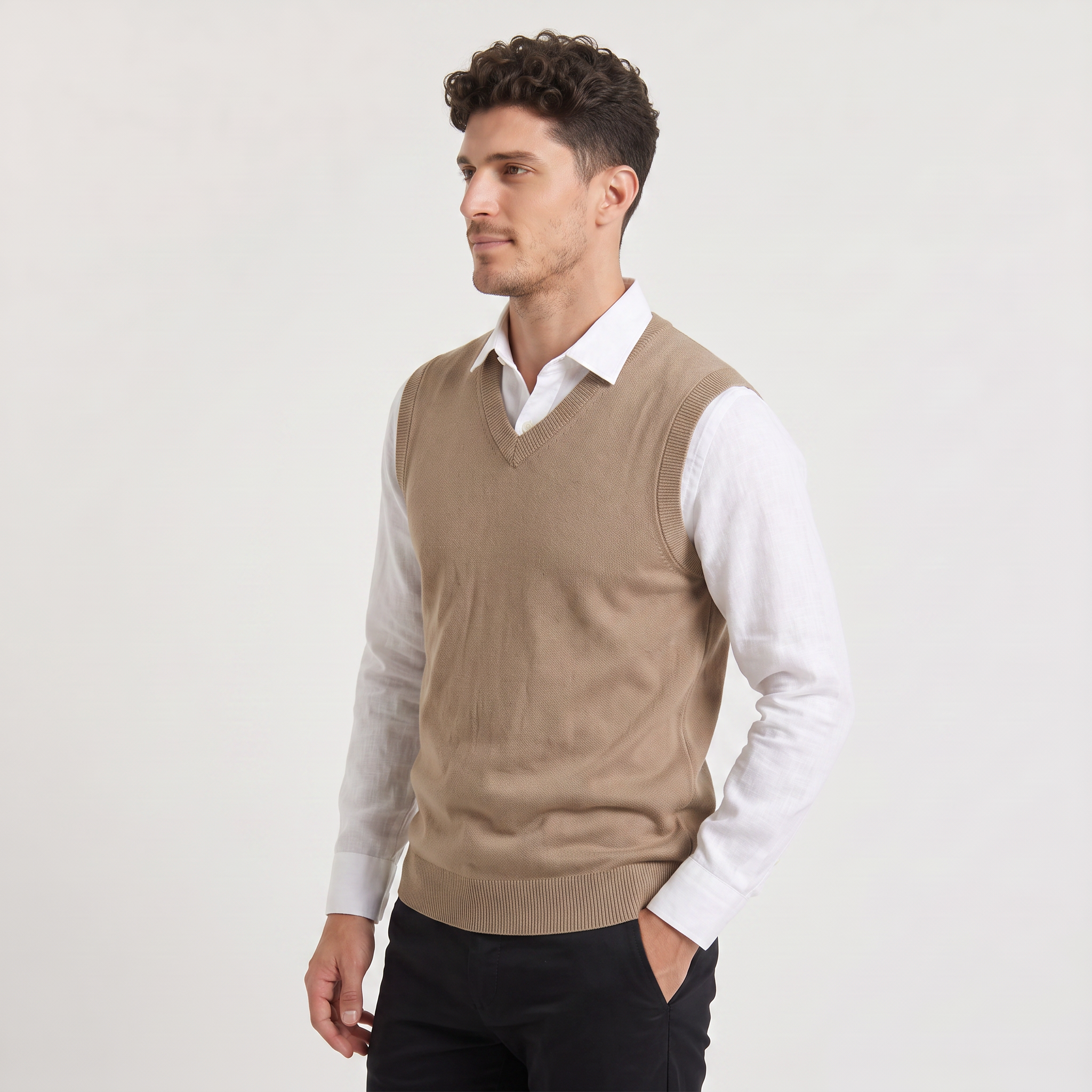 Men's Sleeveless Knitted V-Neck Jumper Vest