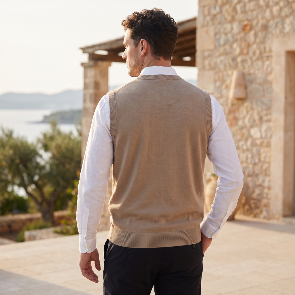 Men's Sleeveless Knitted V-Neck Jumper Vest