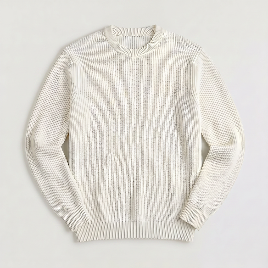Men's Ribbed Knit Sweater -Crew Neck Pullover