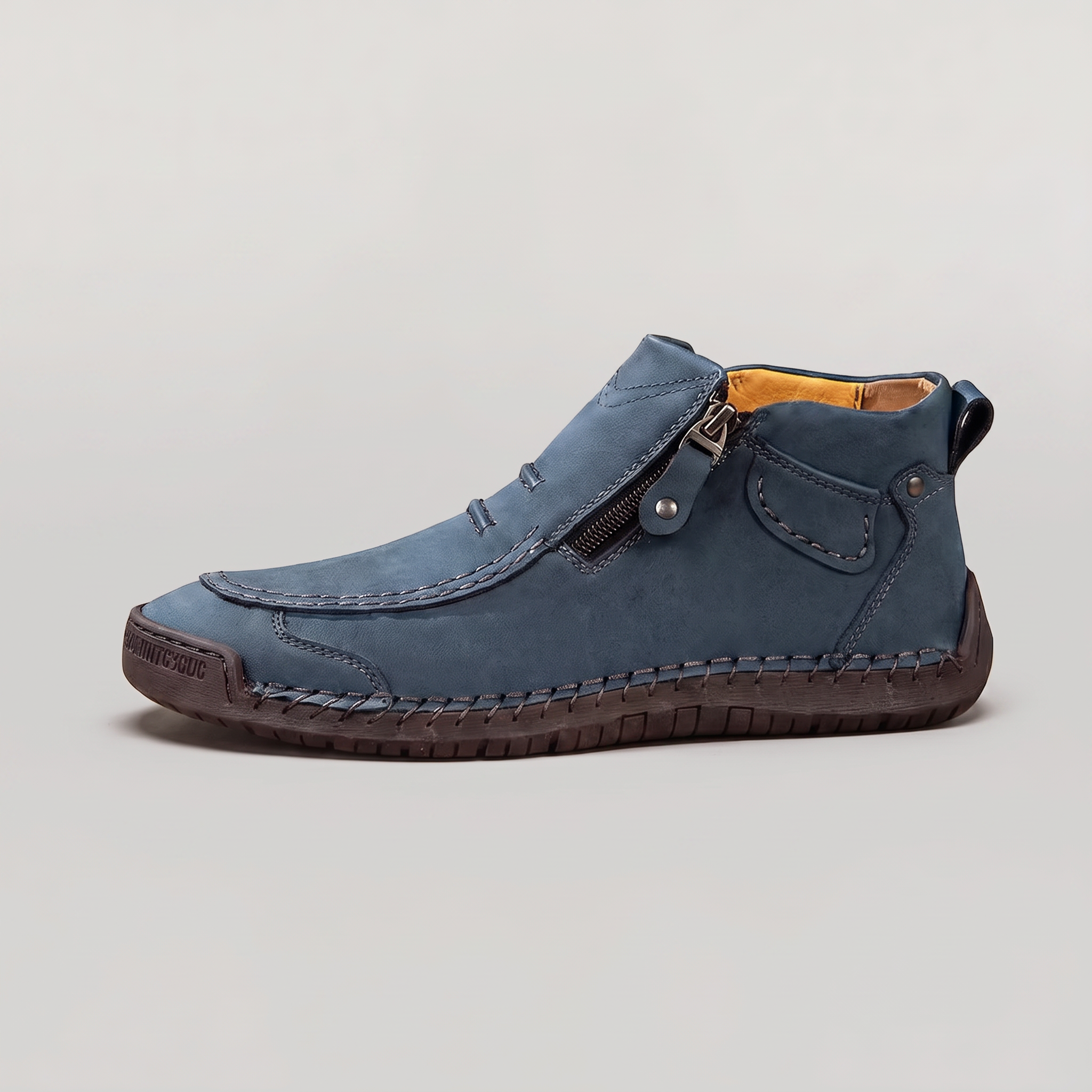 Men's Slip-On Casual Ankle Shoes - Side Zip Stitched Walking Boots