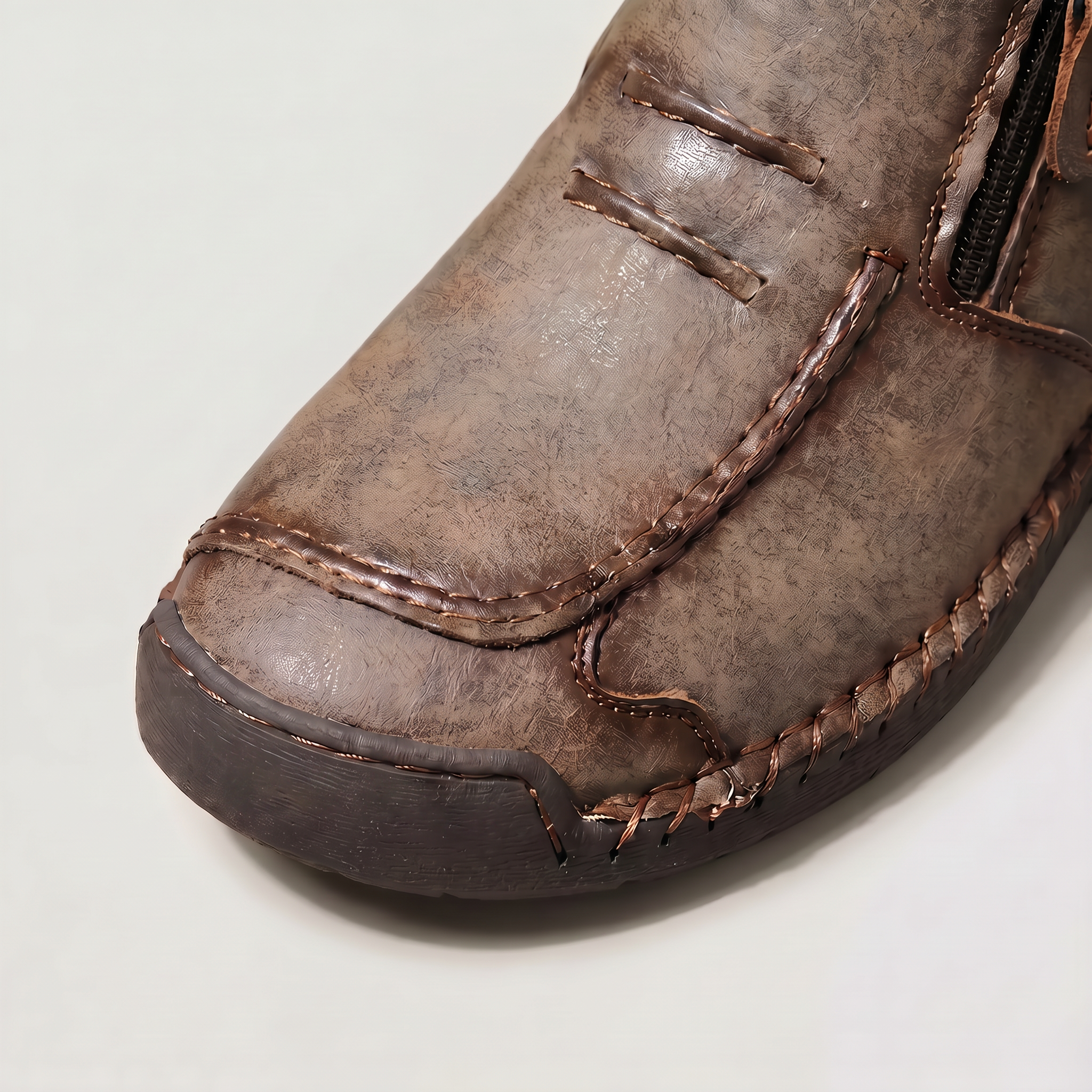 Men's Slip-On Casual Ankle Shoes - Side Zip Stitched Walking Boots