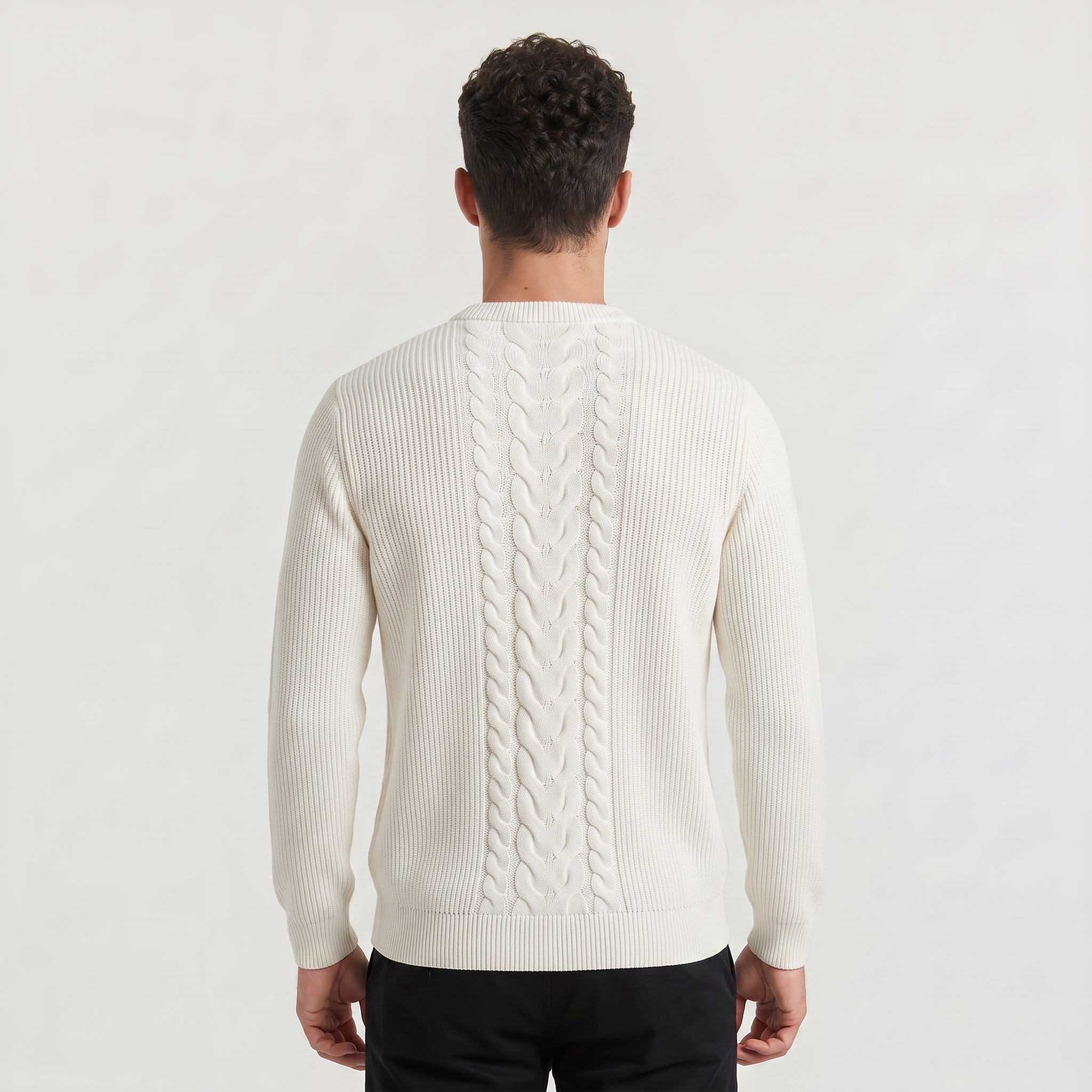 Men's Ribbed Knit Sweater -Crew Neck Pullover