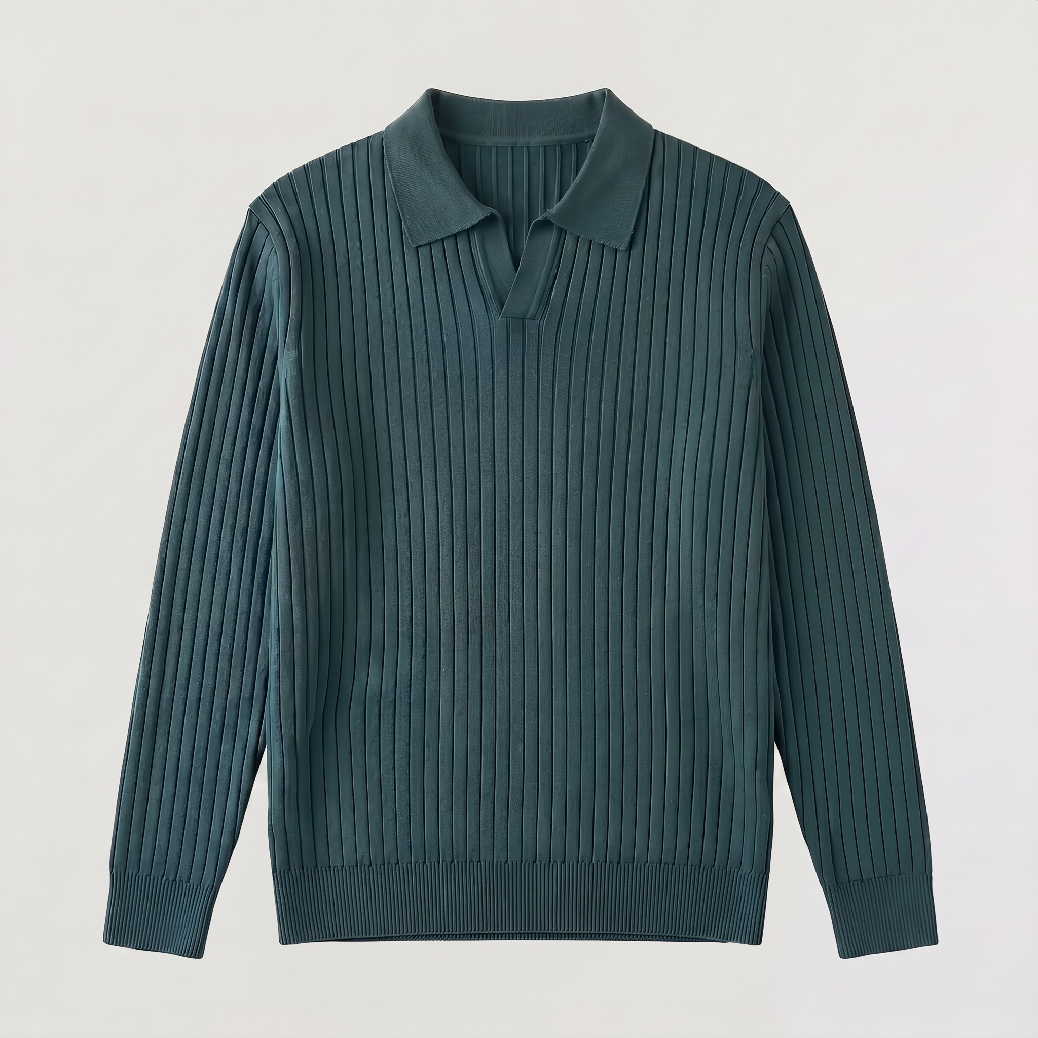 Men's V-Neck Knitted Polo Sweater