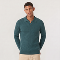 Men's V-Neck Knitted Polo Sweater