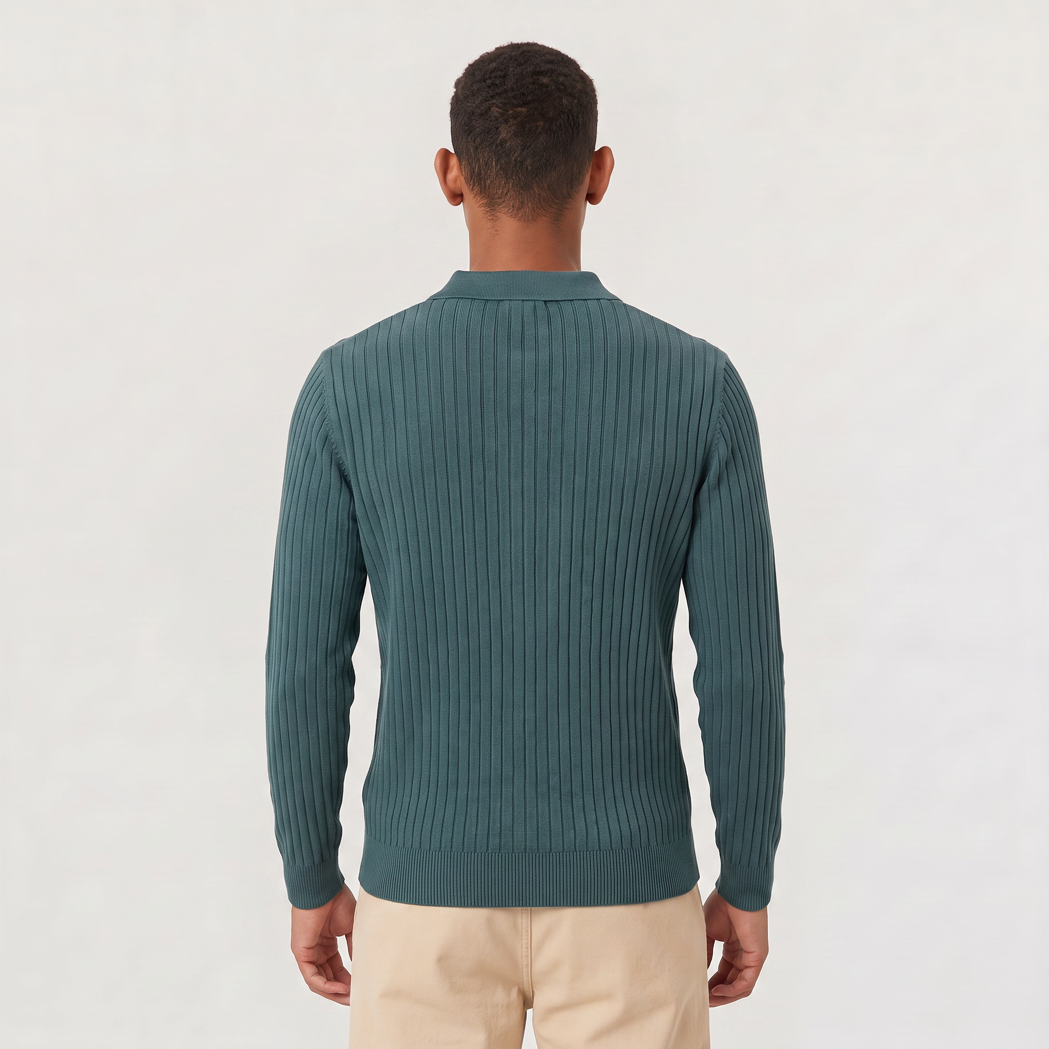 Men's V-Neck Knitted Polo Sweater