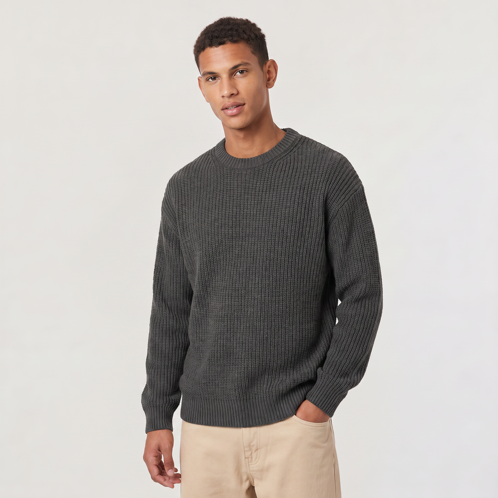 Men's Loose Fit Textured Knit Sweater