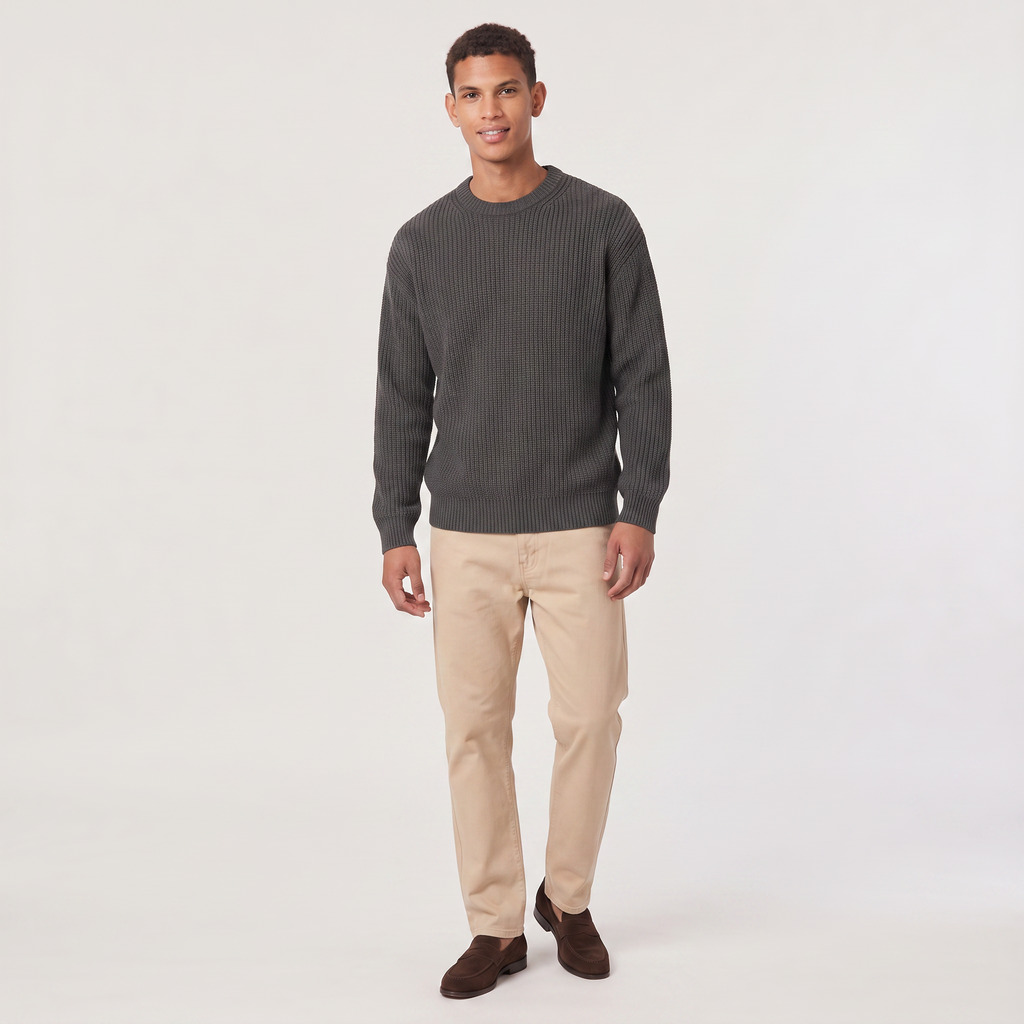 Men's Loose Fit Textured Knit Sweater
