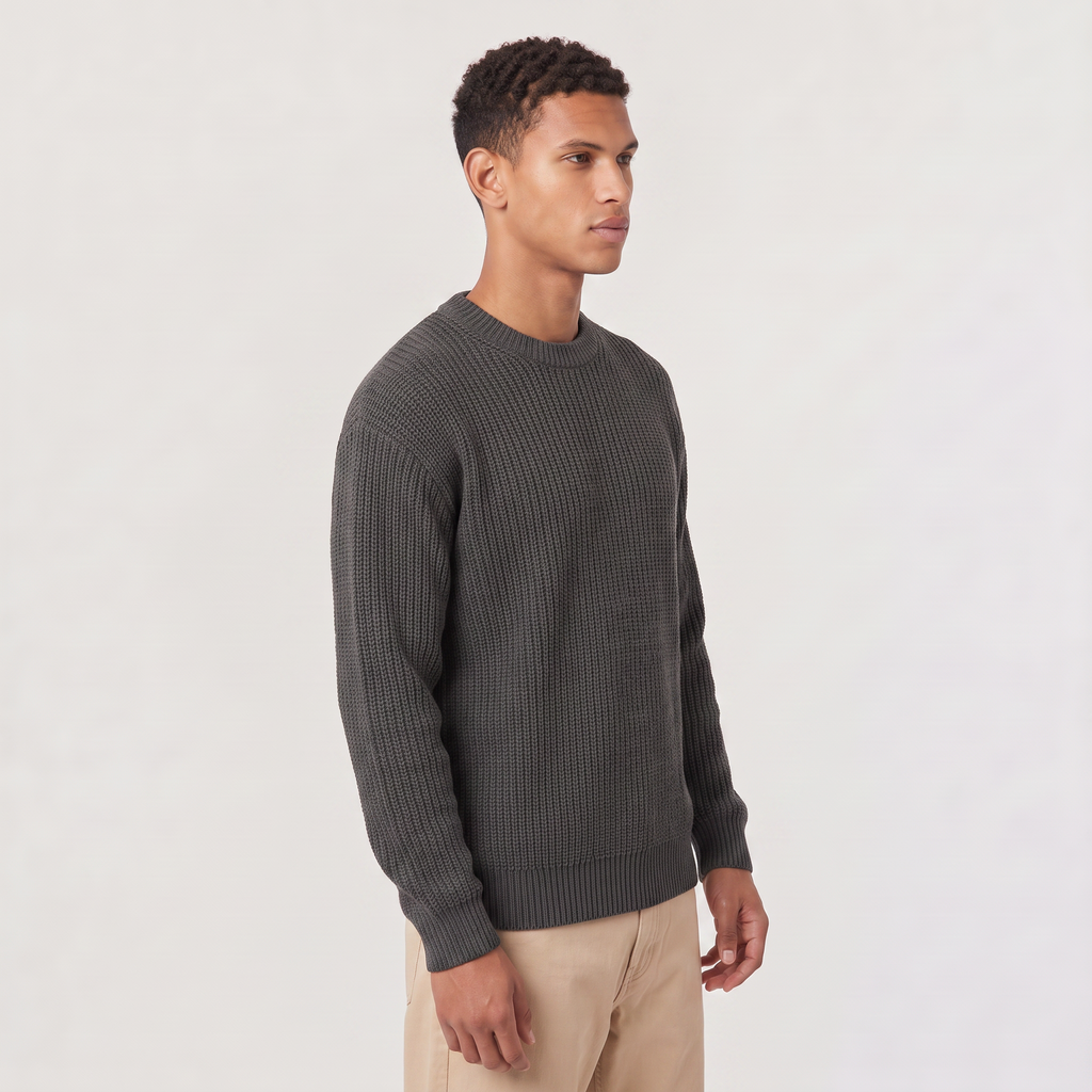Men's Loose Fit Textured Knit Sweater
