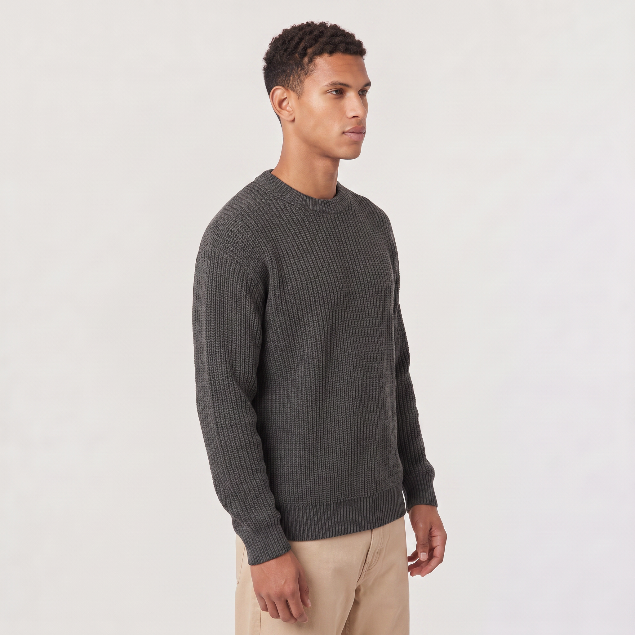 Men's Loose Fit Textured Knit Sweater