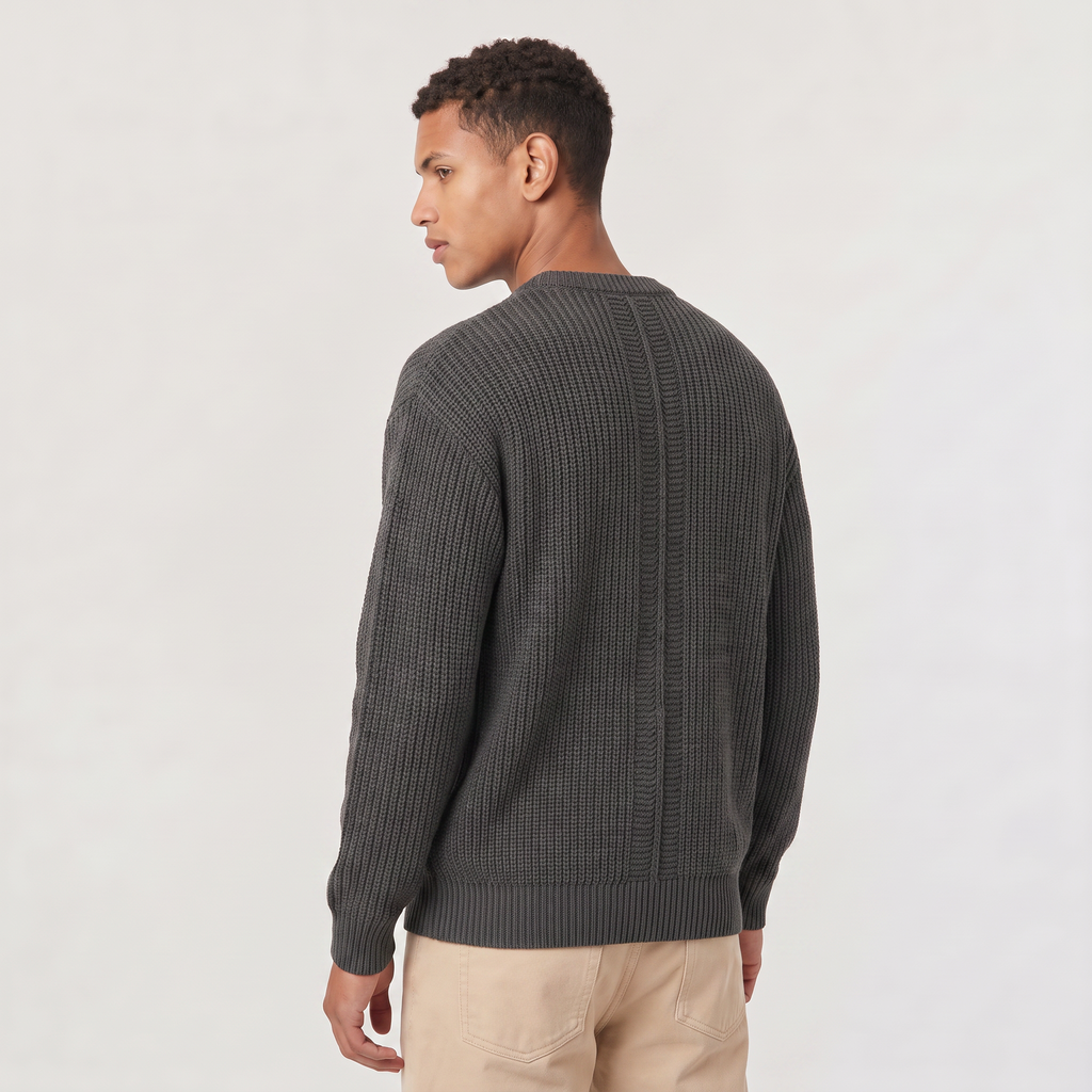 Men's Loose Fit Textured Knit Sweater