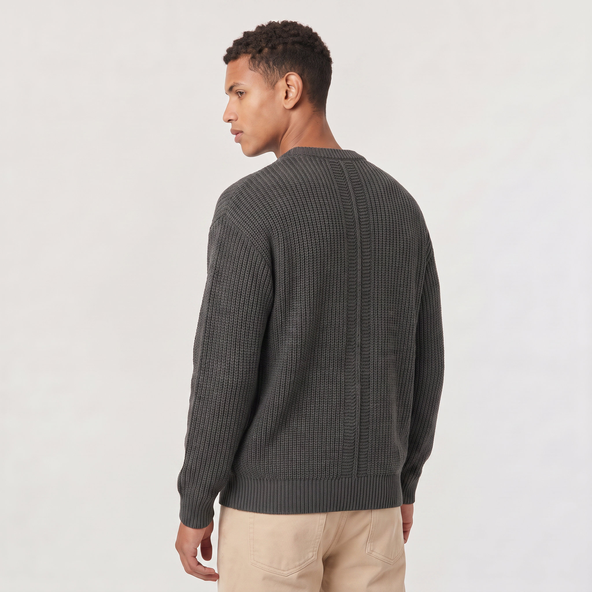 Men's Loose Fit Textured Knit Sweater