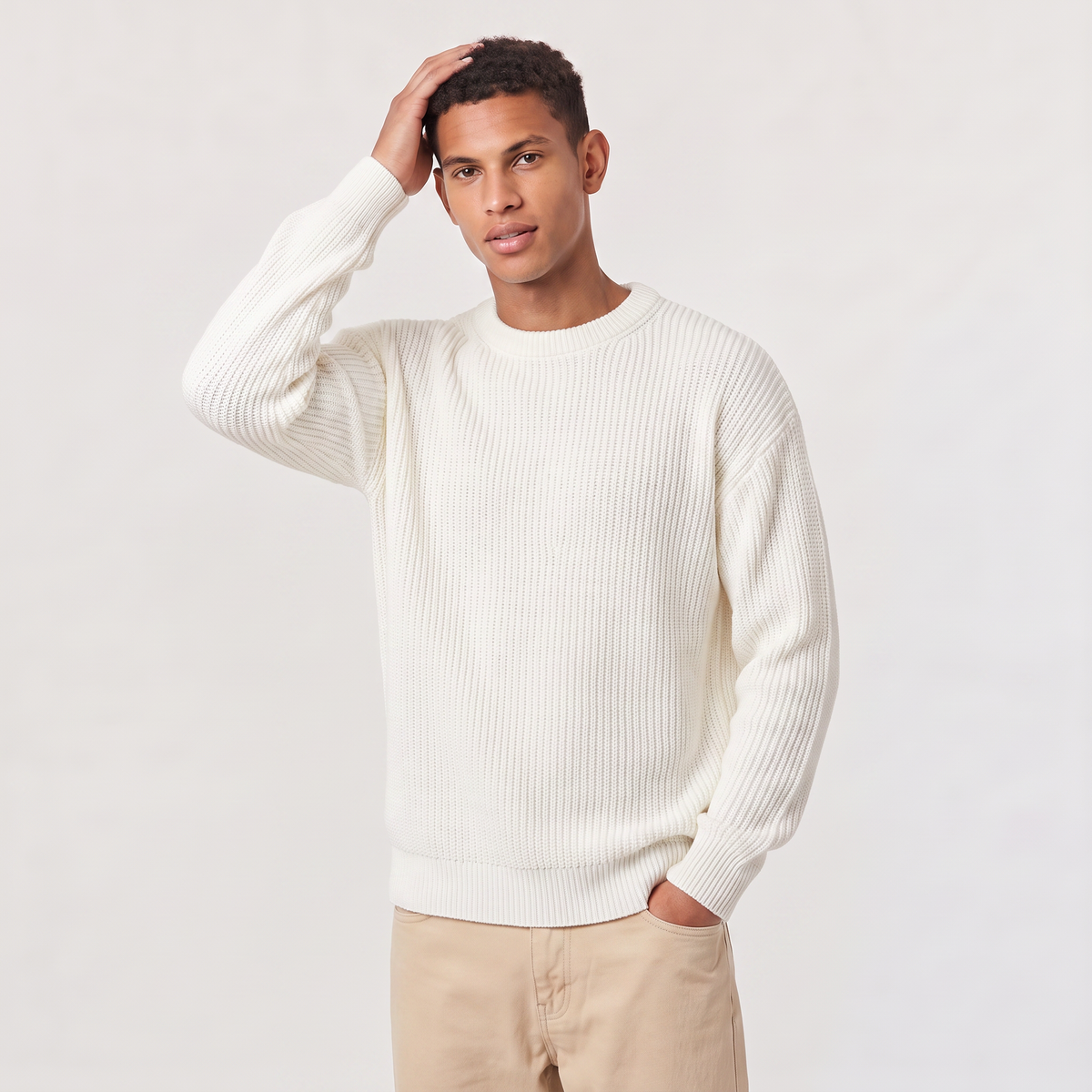 Men's Loose Fit Textured Knit Sweater