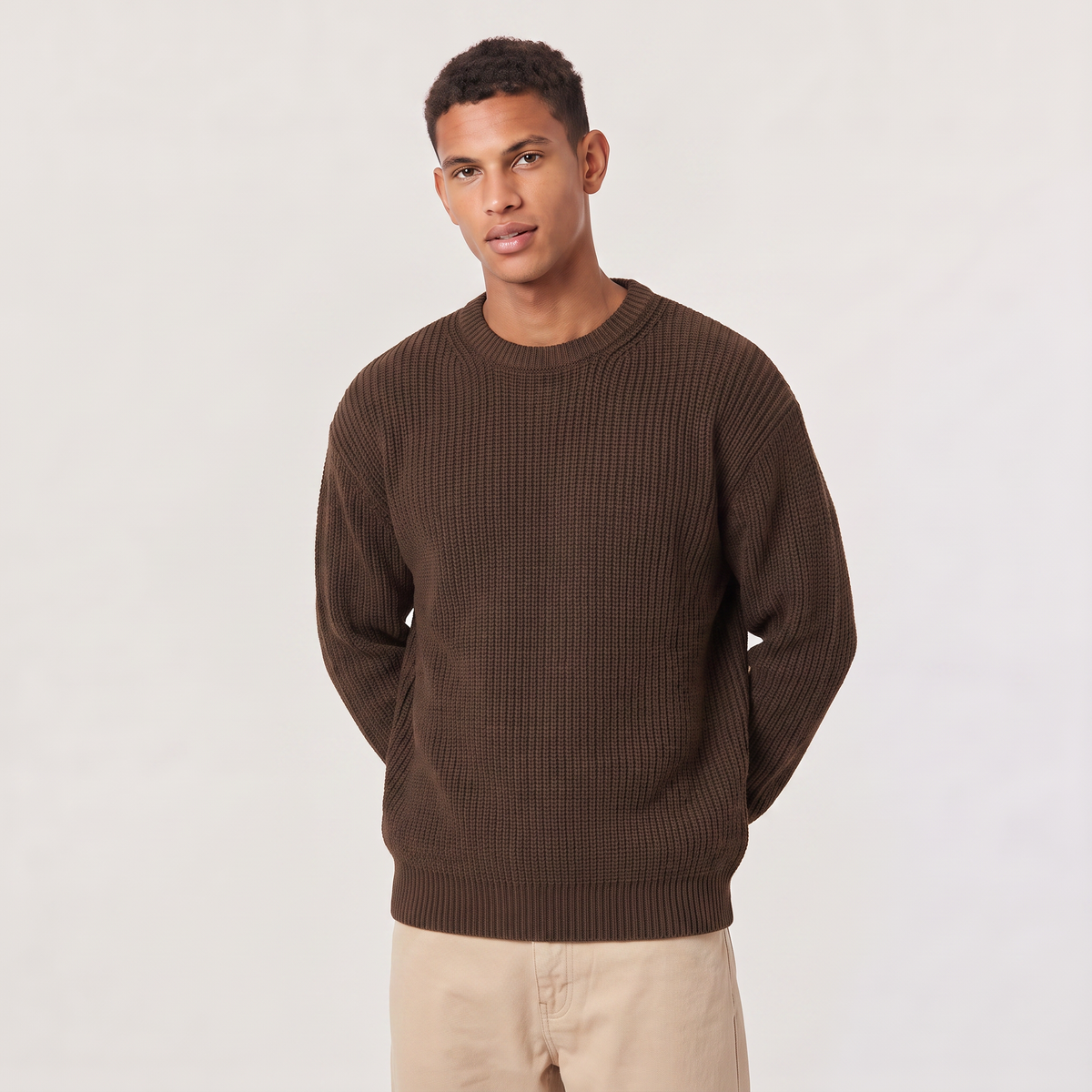 Men's Loose Fit Textured Knit Sweater