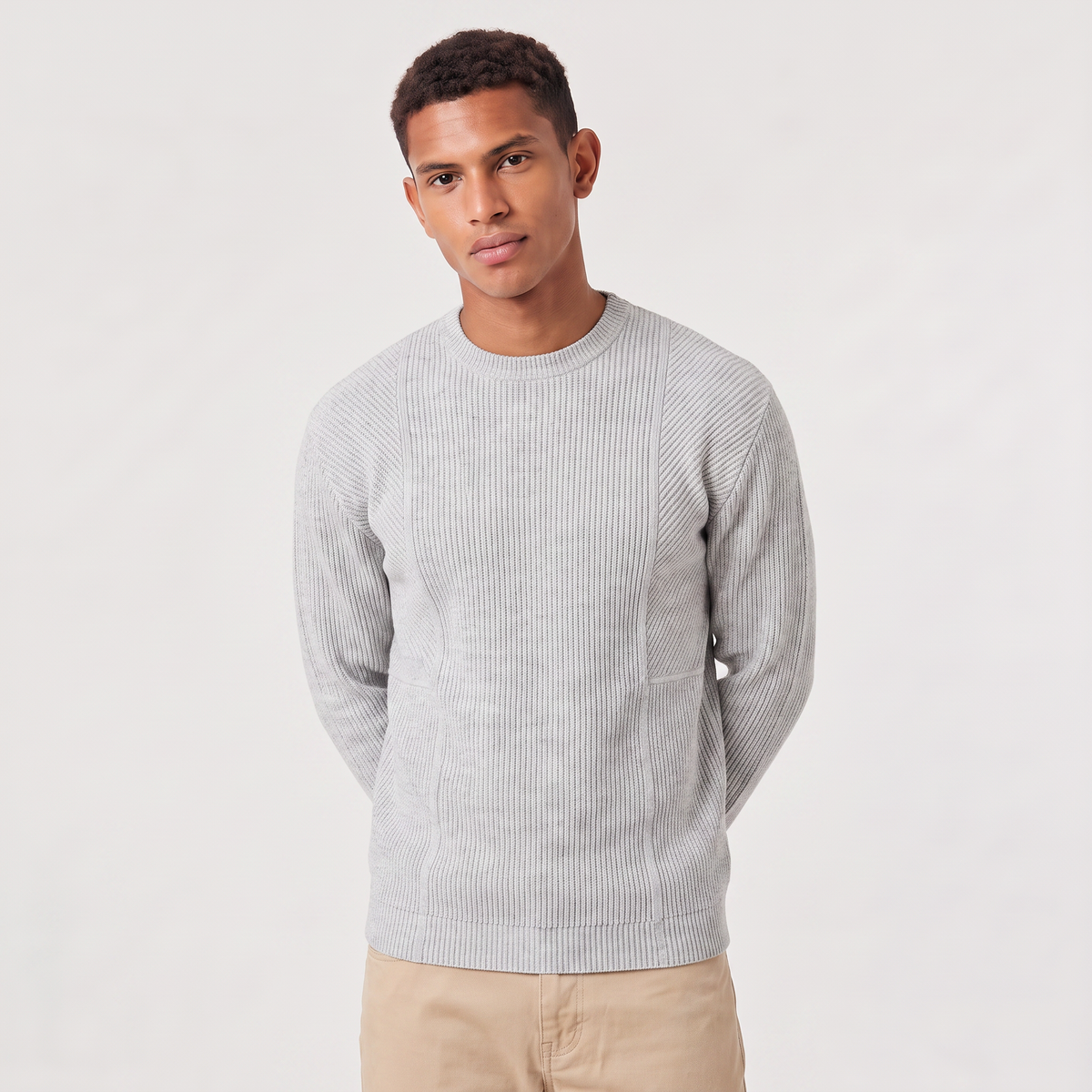 Men's Relaxed Fit Textured Knit Crewneck Sweater - Casual Winter Jumper