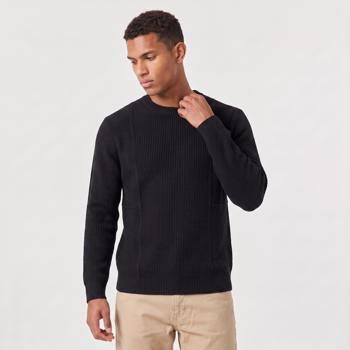 Men's Relaxed Fit Textured Knit Crewneck Sweater - Casual Winter Jumper