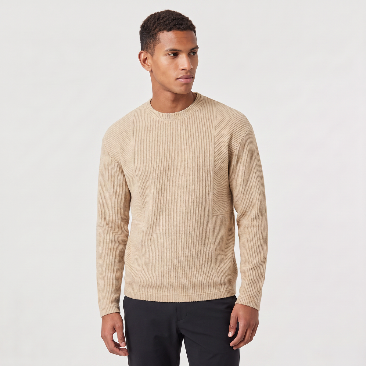 Men's Relaxed Fit Textured Knit Crewneck Sweater - Casual Winter Jumper