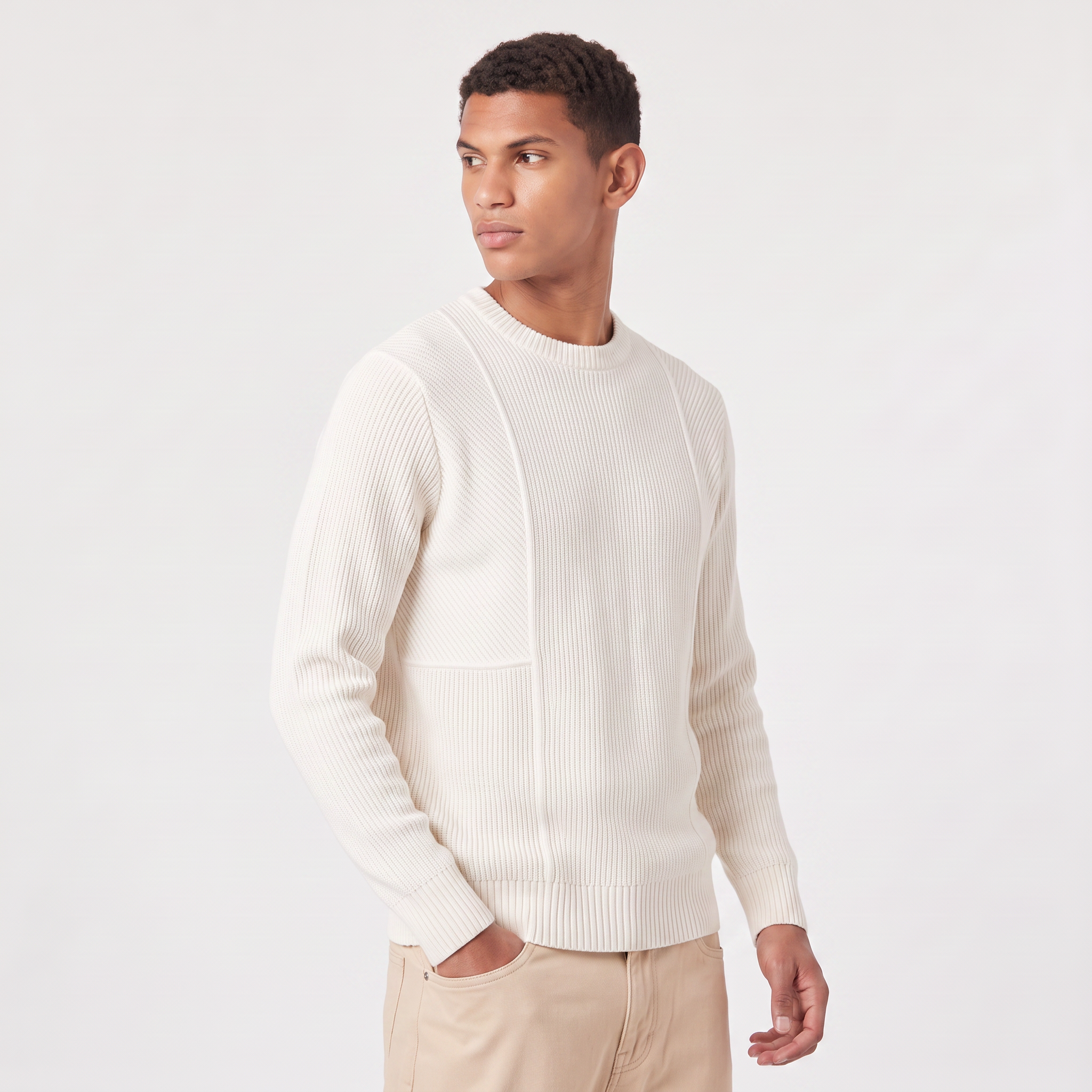 Men's Relaxed Fit Textured Knit Crewneck Sweater - Casual Winter Jumper
