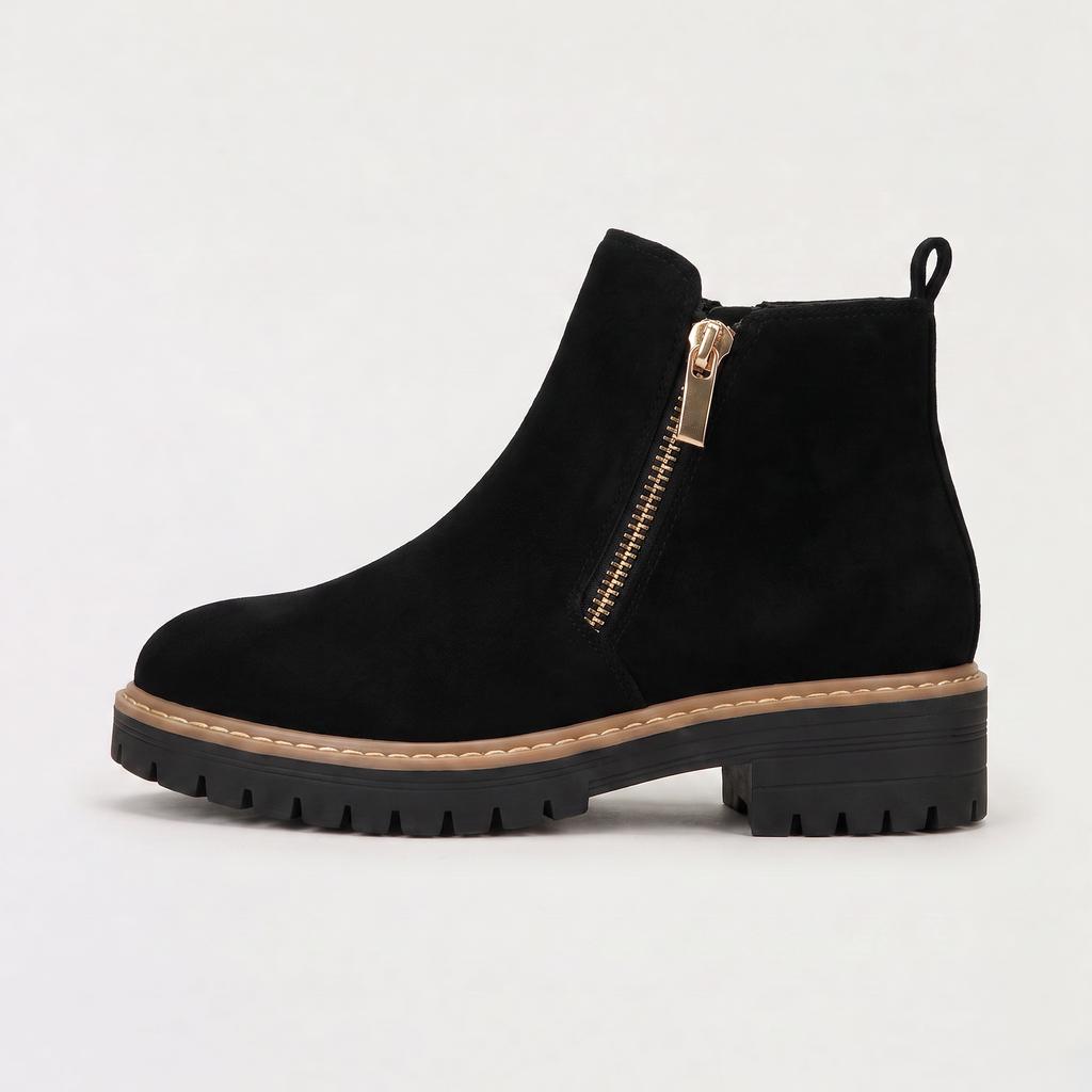 Women's Suede-Look Zip Ankle Boots