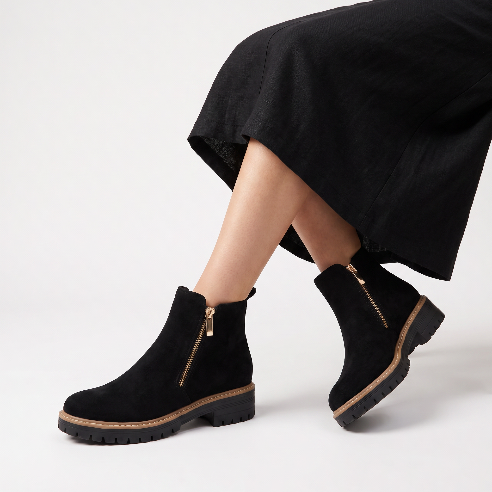 Women's Suede-Look Zip Ankle Boots