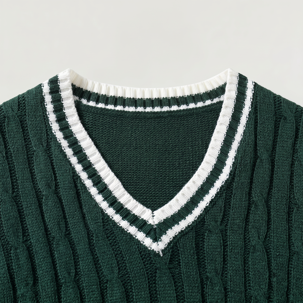 Men's Cable Knit V-Neck Sweater Vest - Sleeveless