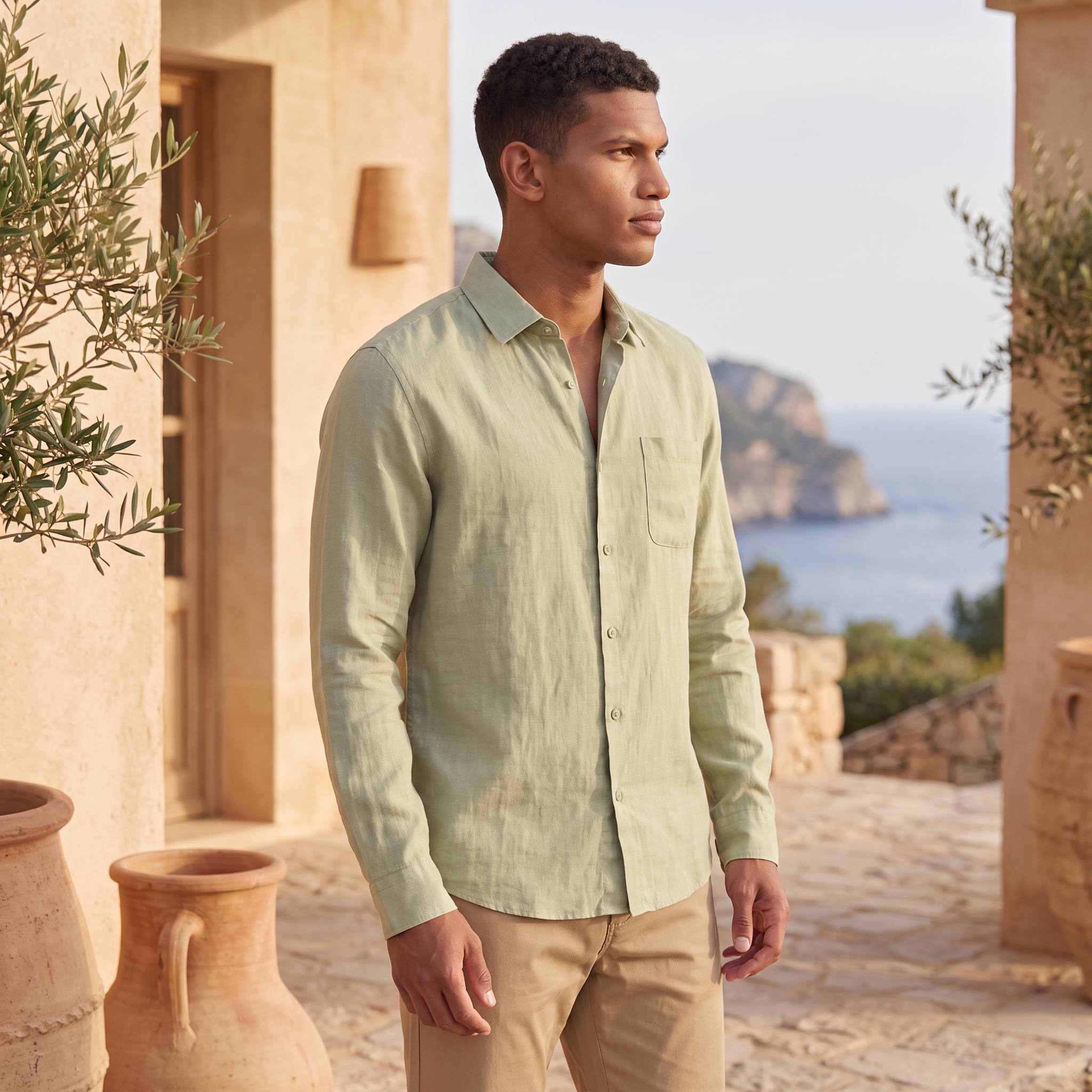 Men's Linen Button Down Summer Shirt