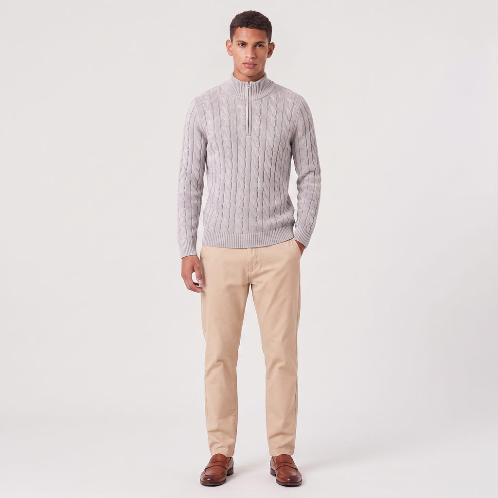 Men's Half Zip Knitted Sweater