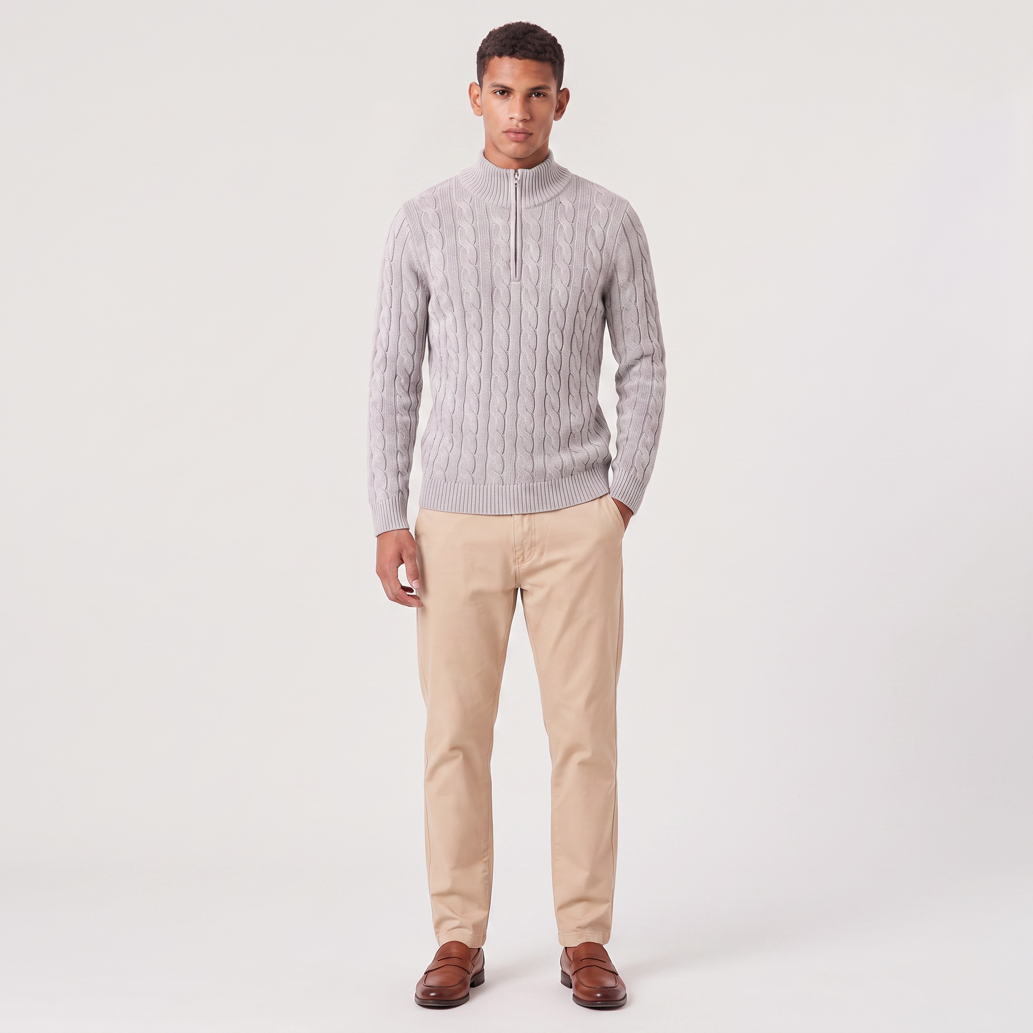 Men's Half Zip Knitted Sweater