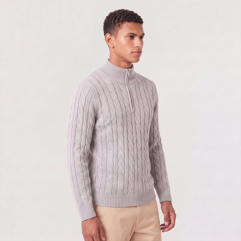 Men's Half Zip Knitted Sweater