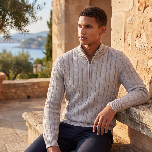 Men's Half Zip Knitted Jumper