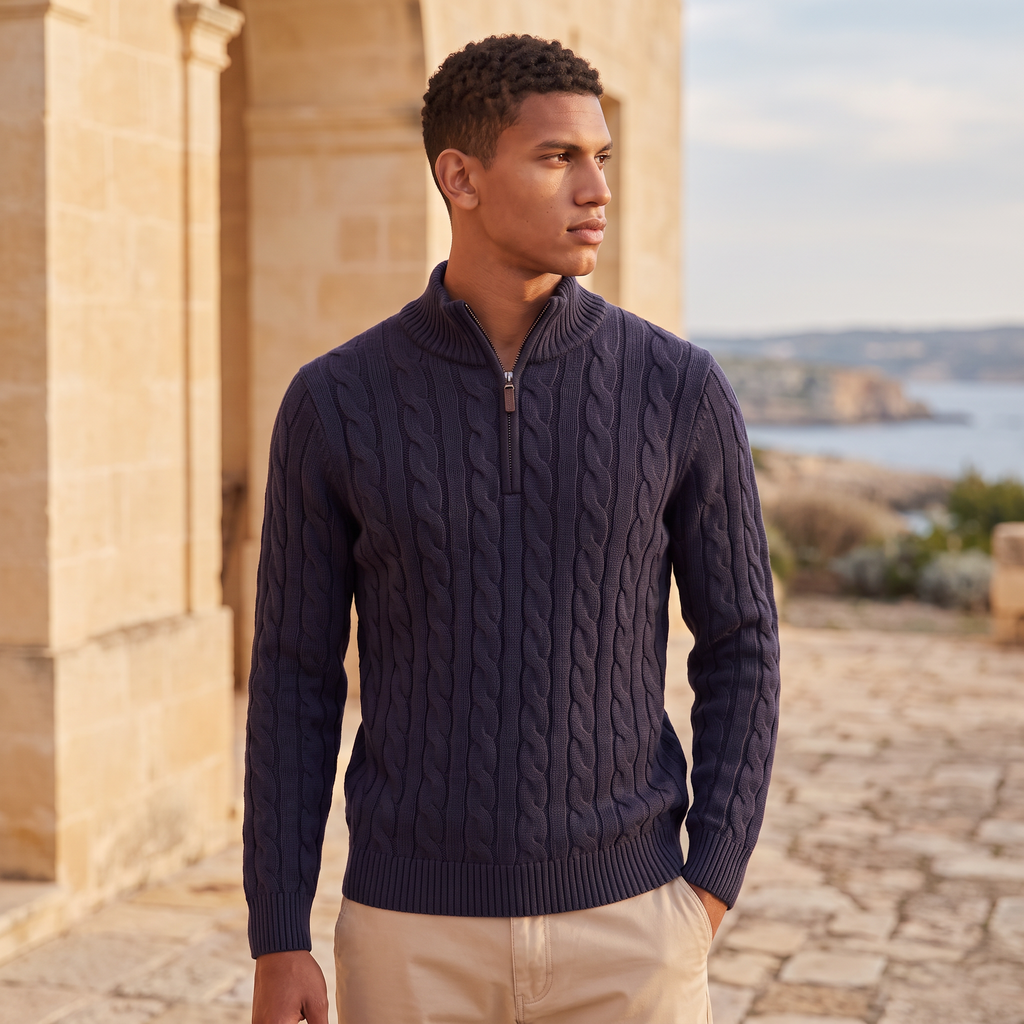 Men's Half Zip Knitted Sweater
