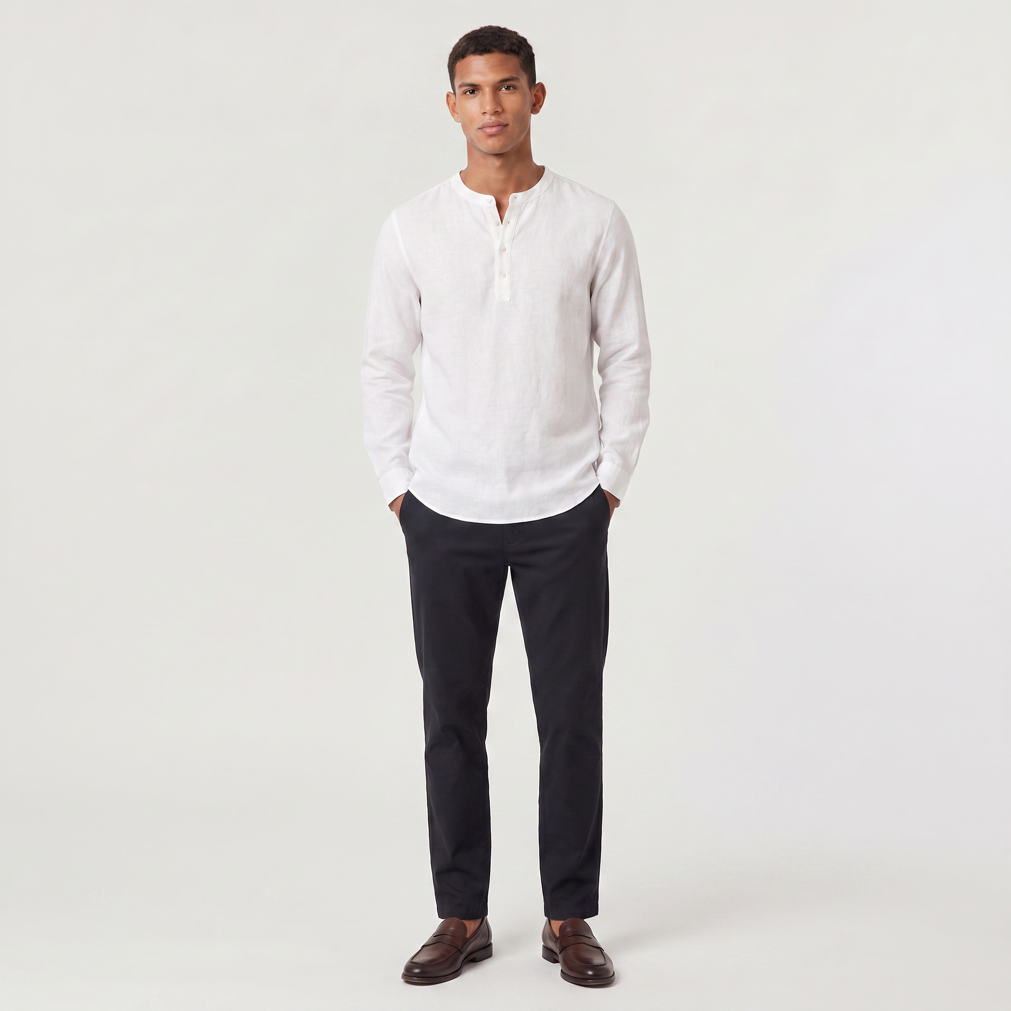 Men's Long-Sleeved Henley Shirt