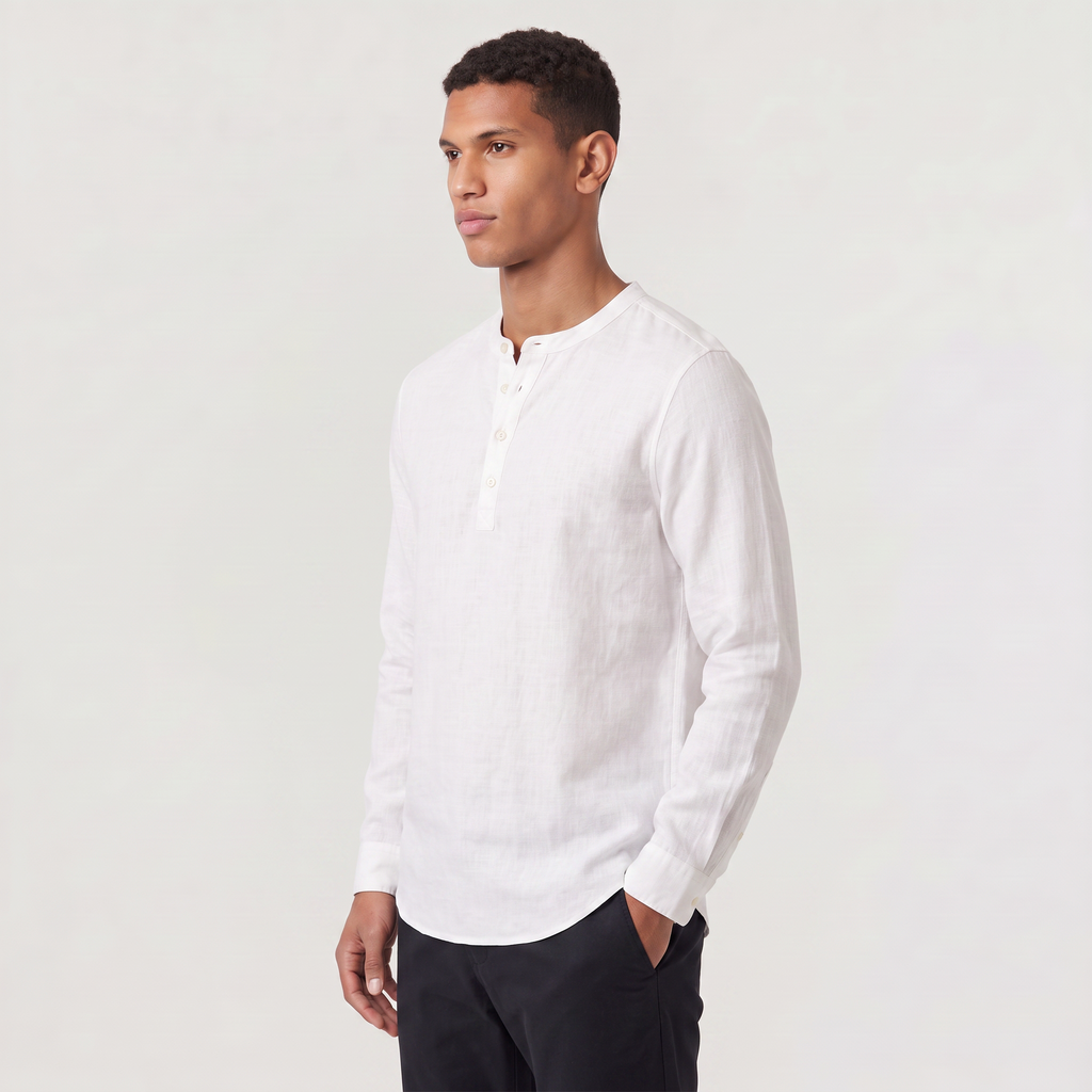 Men's Long-Sleeved Henley Shirt