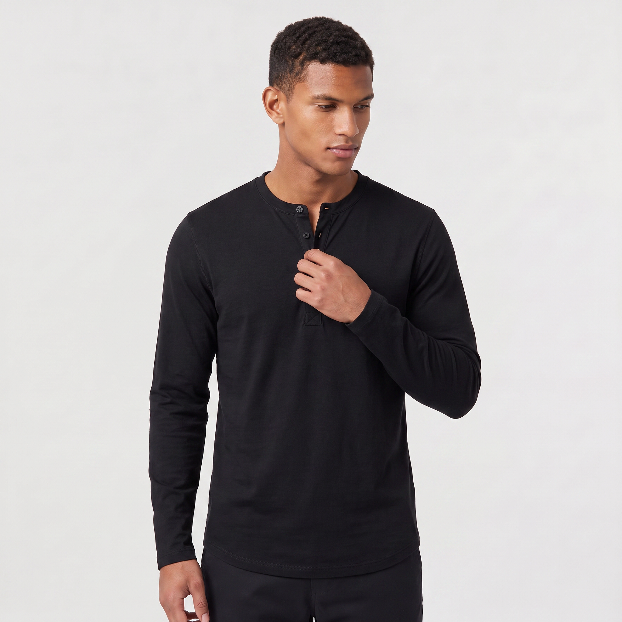 Men's Long-Sleeved Henley Shirt